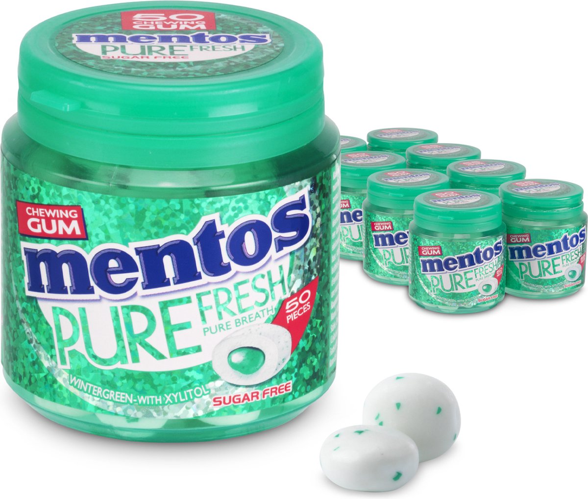 Mentos tyggegummi ren frisk vintergrøn - tyggegummi - sukkerfri - 8x50 stk.