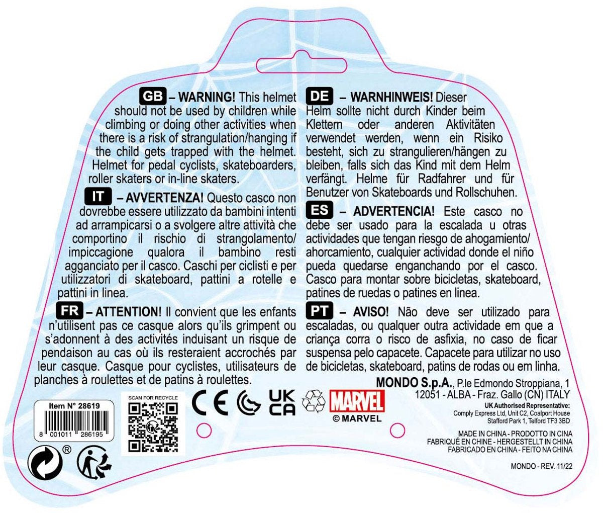 Mondo spiderman hjelm - justerbar - 52-56cm