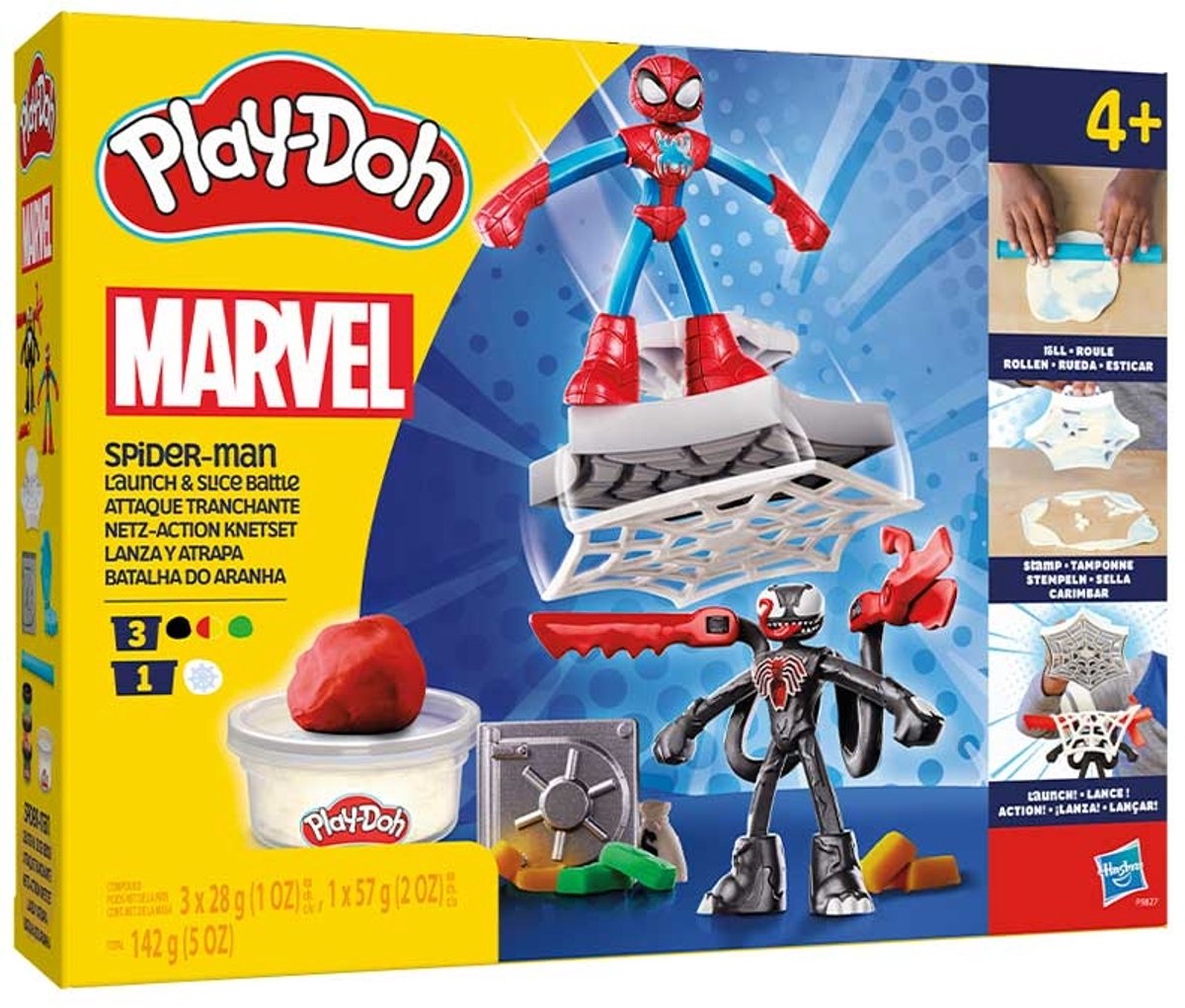 Play-doh marvel spider-man kaste og skære legesæt - modellervoks - inklusive 2 figurer