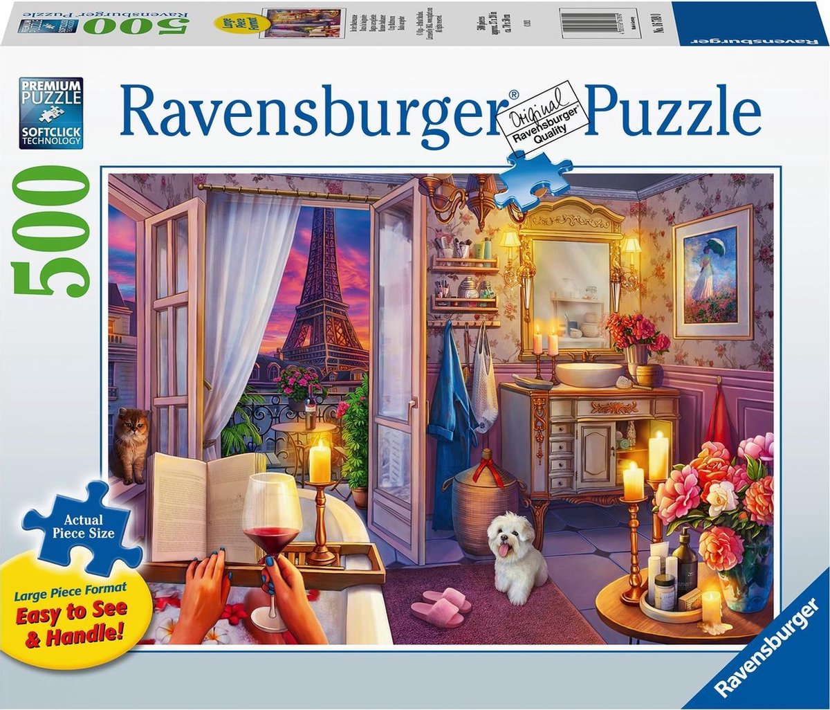 Ravensburger puslespil hyggeligt badeværelse - puslespil - 500 brikker