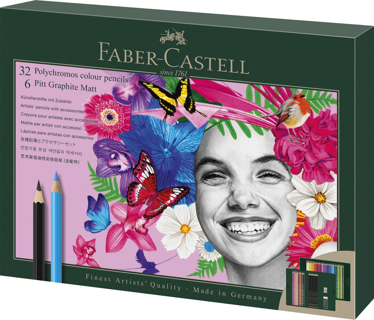 Faber-castell tegnesæt - polychromos og pitt grafit mat - 40 dele - fc-210053