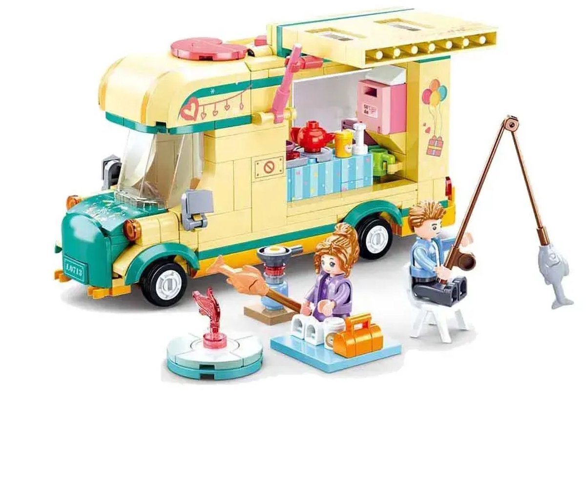 Sluban autocamper byggelegetøj til børn fra 6 år - byggelegetøj model byggevogn med tilbehør - byggekasse med 314 byggeklodser og 2 minifigurer - m38-b0960