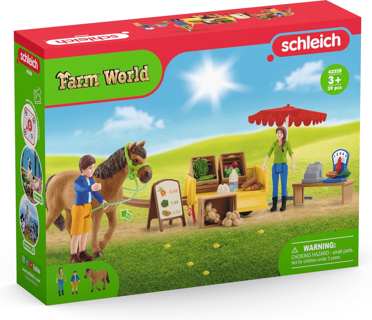 Schleich farm world - mobil gårdstand - figursæt - børnelegetøj til drenge og piger - 3 til 8 år - 27 dele
