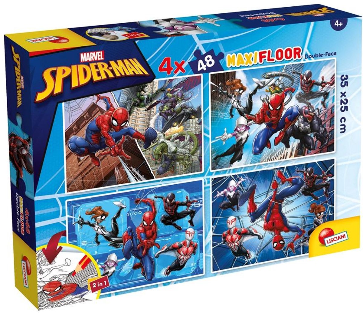Lisciani marvel puslespil df maxi floor 4 x 48 spider-man