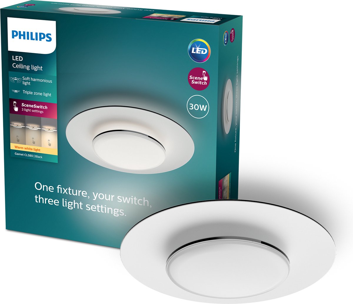 Philips led philips garnet ceiling lamp wit 27k 30w