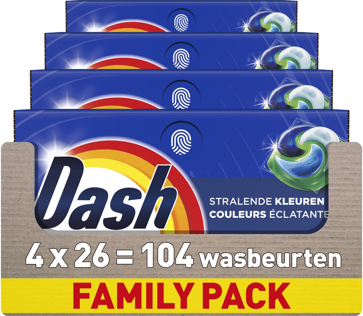 Dash detergent pods® - strålende farver - 4 x 26 vaske