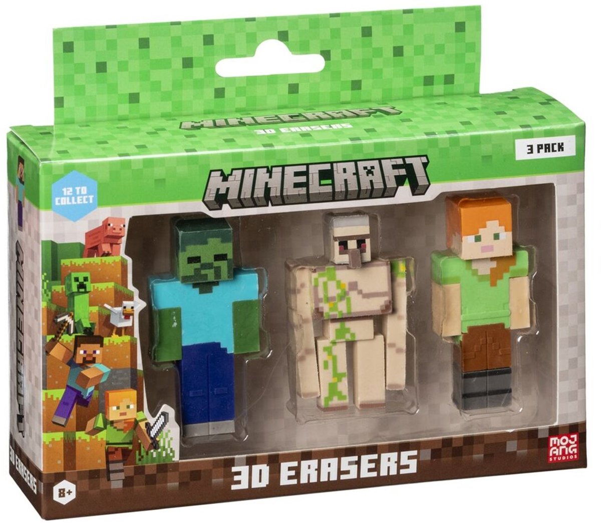 Minecraft 3D viskelædersæt MC4021C 3 dele