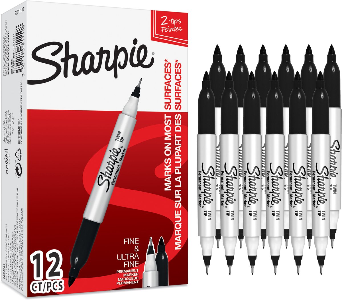 Sharpie dobbeltspids permanent tusch sort