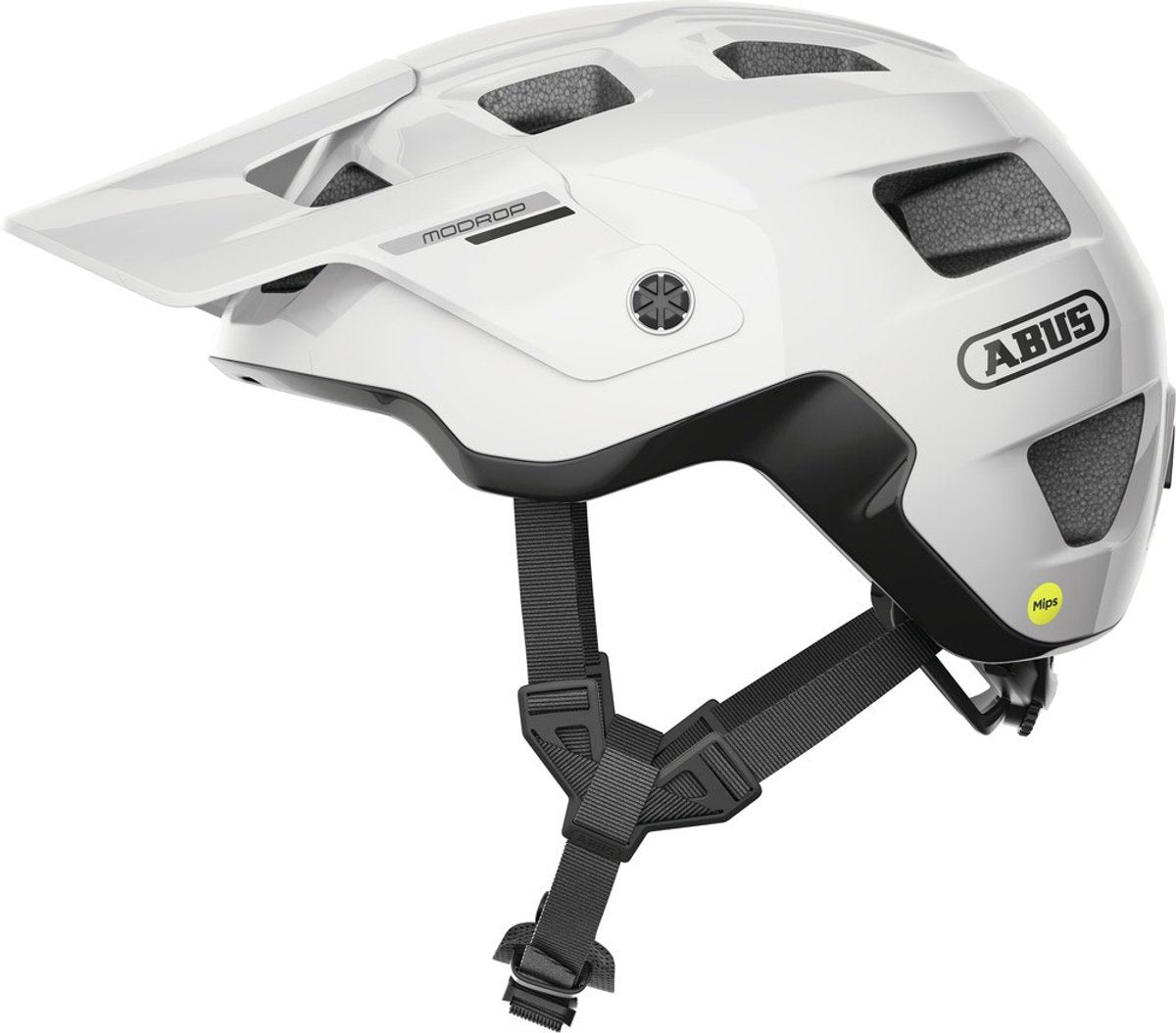 Abus cykelhjelm modrop mips skinnende hvid l - 57-61 cm - hvid - velegnet til brug på mountainbikes - 390 g