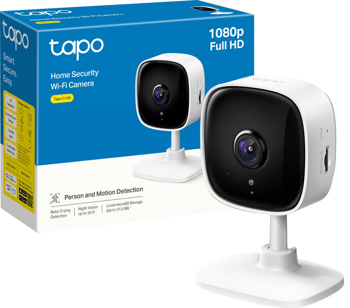 Tp-Link Tapo C100 indendørs sikkerhedskamera - 1080p - Full HD