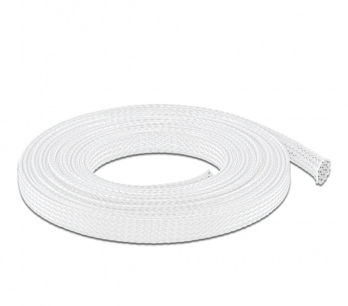 Delock flettet ærme strækbar 10 m x 12 mm hvid