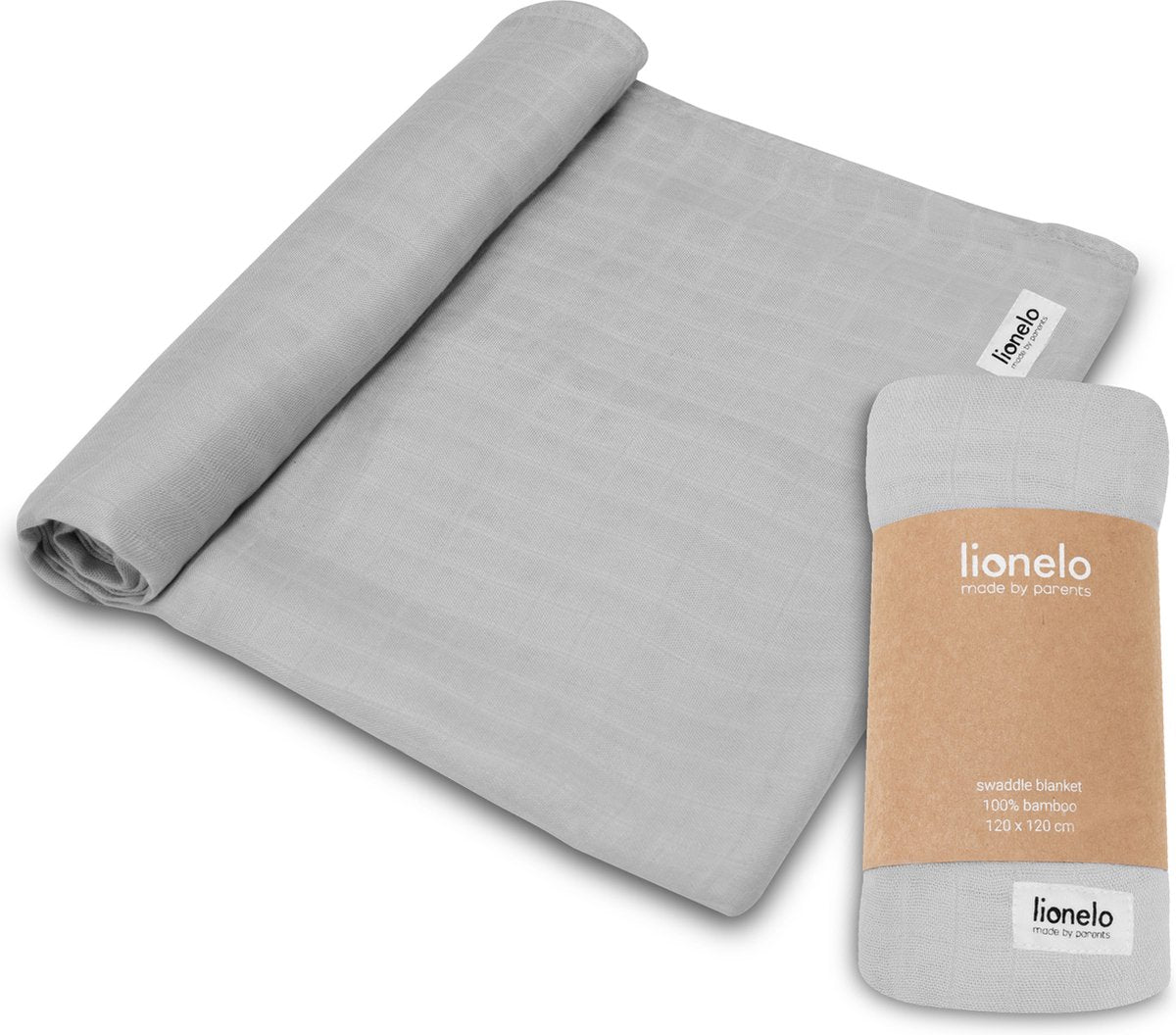 Lionelo bambus svøb - svøb babytæppe 120x120 cm - 100% bambus bomuld - antibakteriel, antifungal hypoallergen - termoregulerende - vaskbar - blødt åndbar - til følsom hud