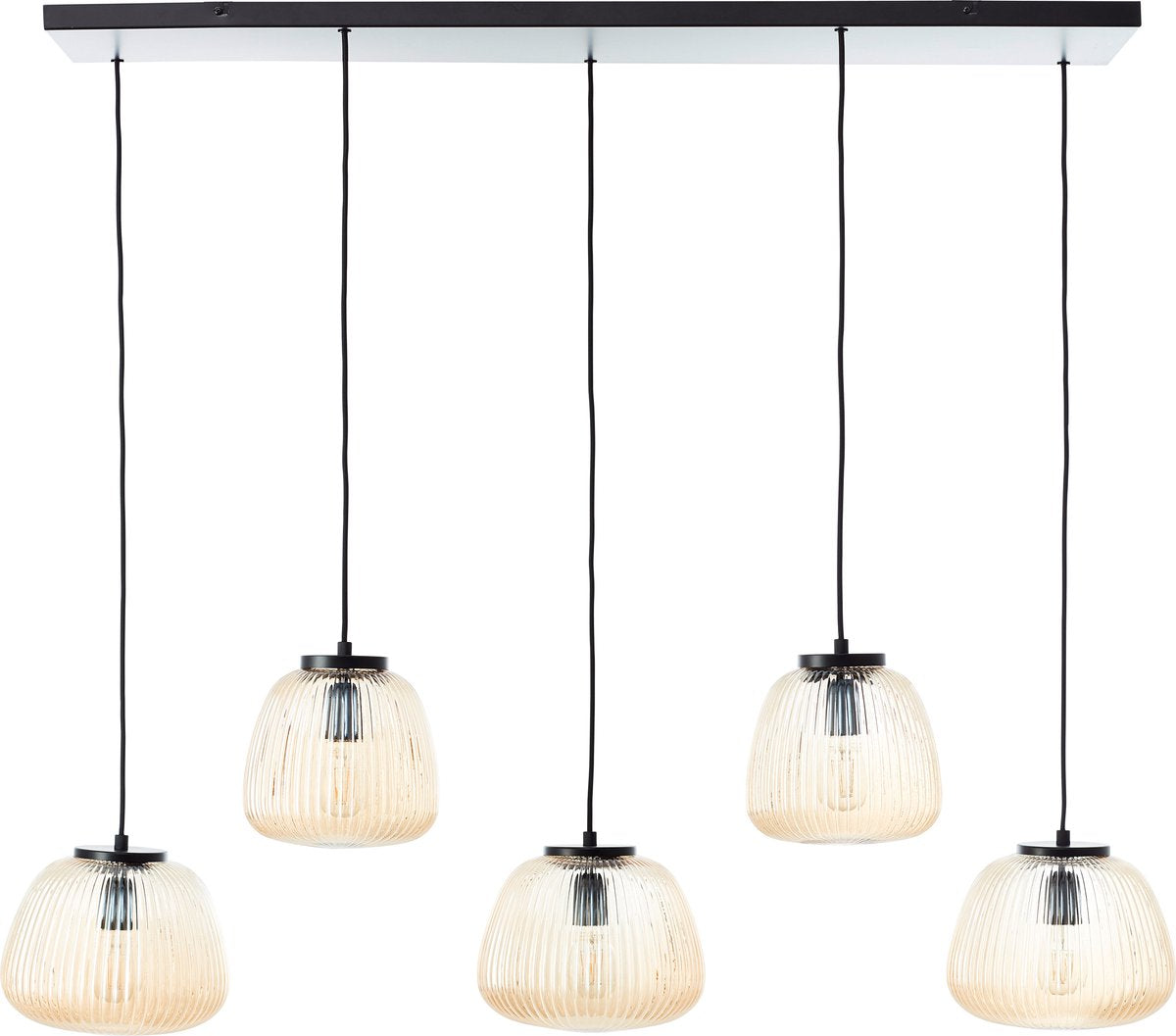 Brilliant kaizen - hængelampe - 5-lys - e27 max 5x25w - glas - rav - sort