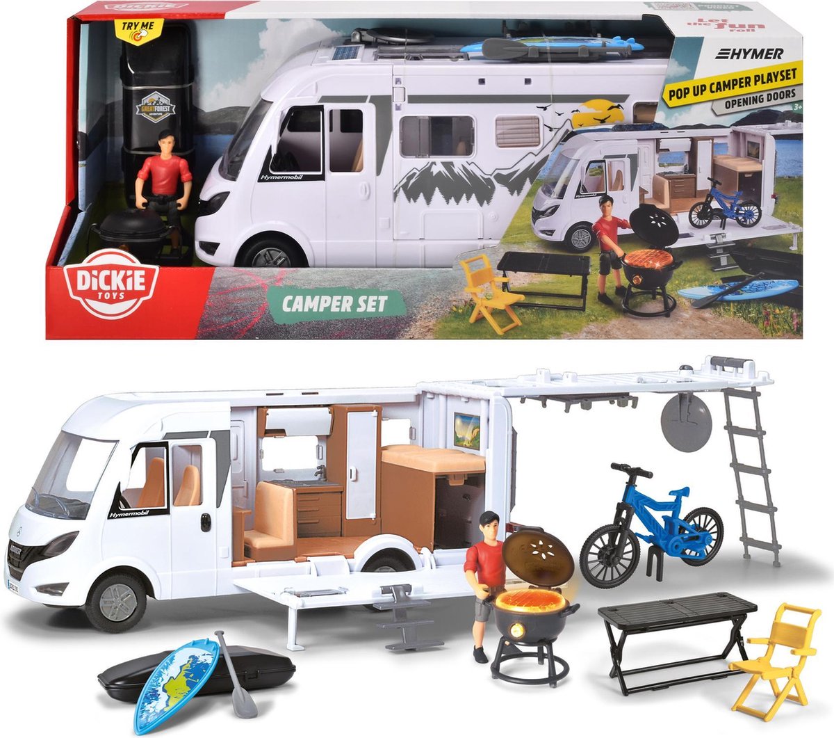 Dickie legetøj hymer camper - 30 cm - let tilbehør - legetøjskøretøj