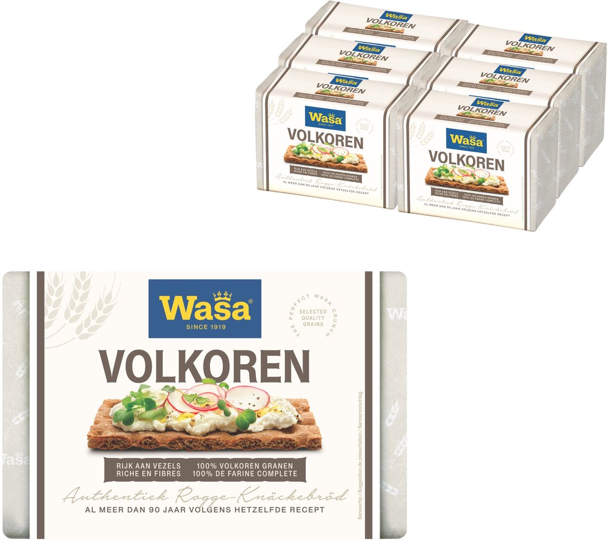 Wasa knækbrød af fuldkornshvede - 6 x 260g