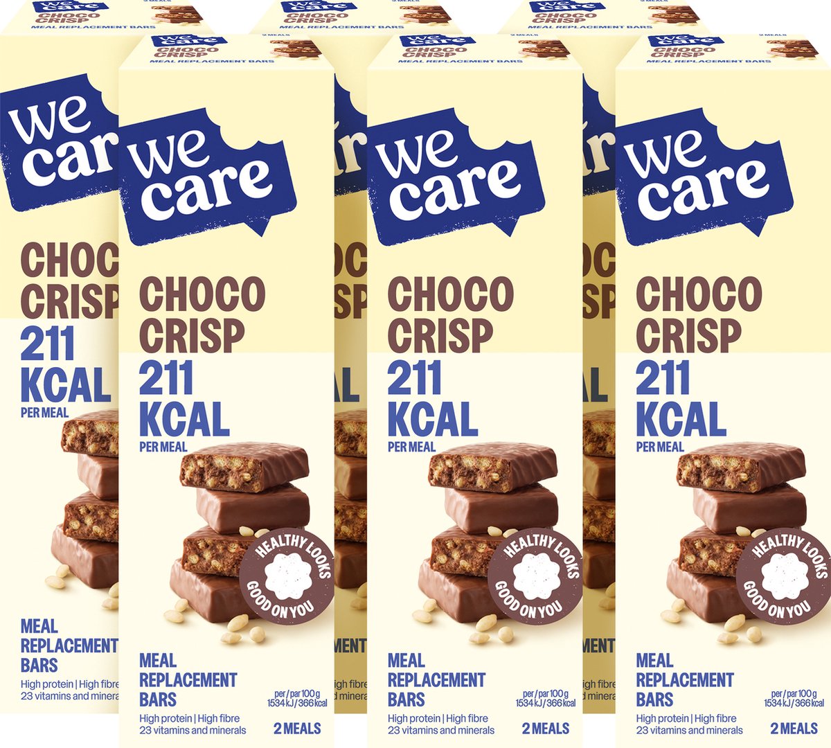 Wecare måltidserstatning - barer - sprød chokolade - 6 x 120 gr