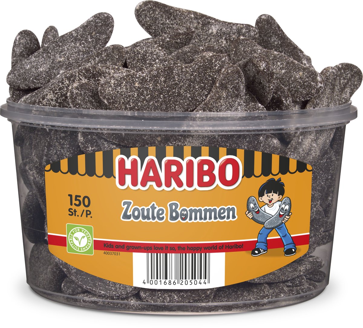 Haribo salte bomber - surt slik i frugtsmag - 150 stk silo