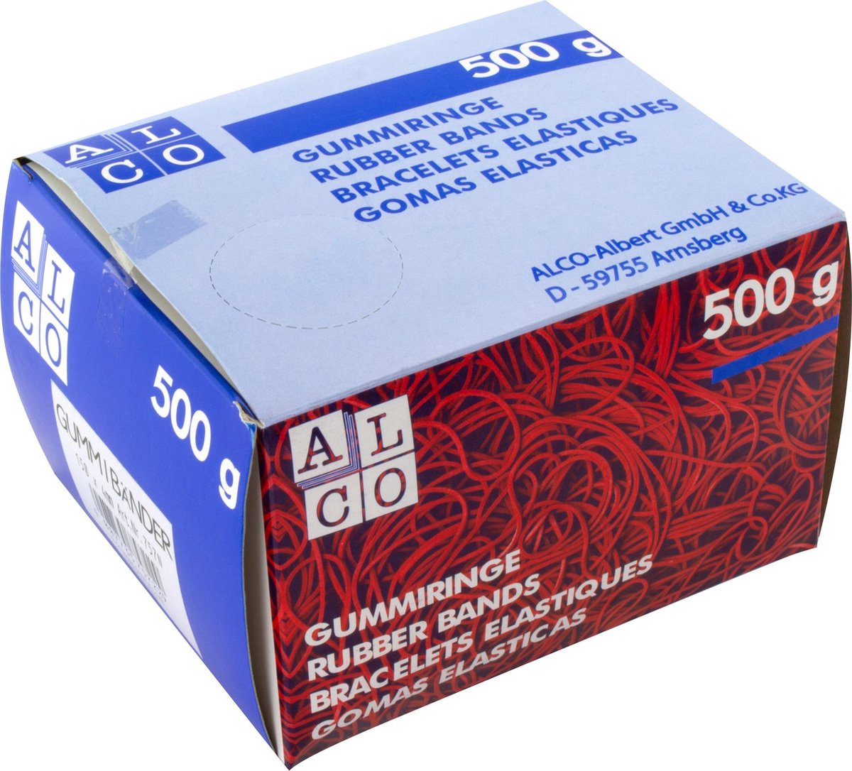 Alco elastikker 150x4mm 500 gram i æske natur. al-757n