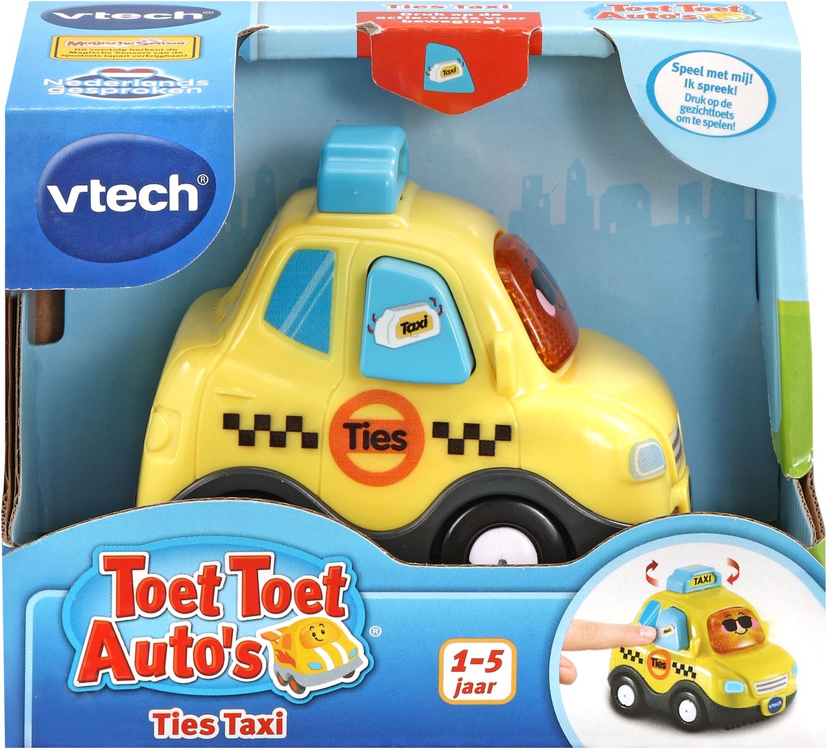 Vtech tude tude biler slips taxi - legetøjsbil - legefigur - interaktivt pædagogisk legetøj - lys og lydeffekter - 1 til 5 år