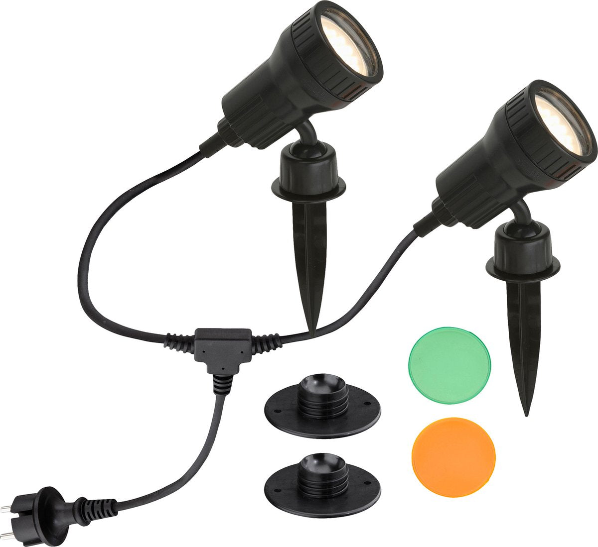 Briloner LED jordspot med sort spyd, 2 stk