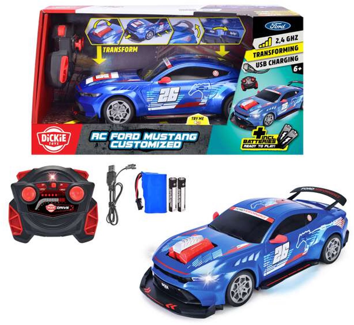 Dickie rc ford mustang tilpasset, prøv mig, rtr