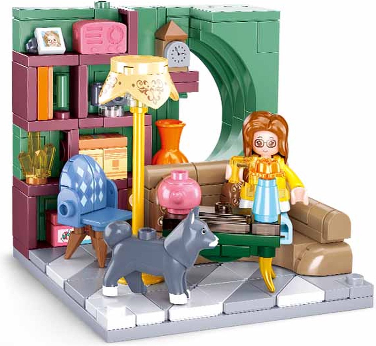 Sluban mini håndlavet stuebyggelegetøj til børn fra 8 år - byggelegetøjsmodelbygning - byggekasse med 219 byggeklodser og 1 minifigur - m38-b1016c