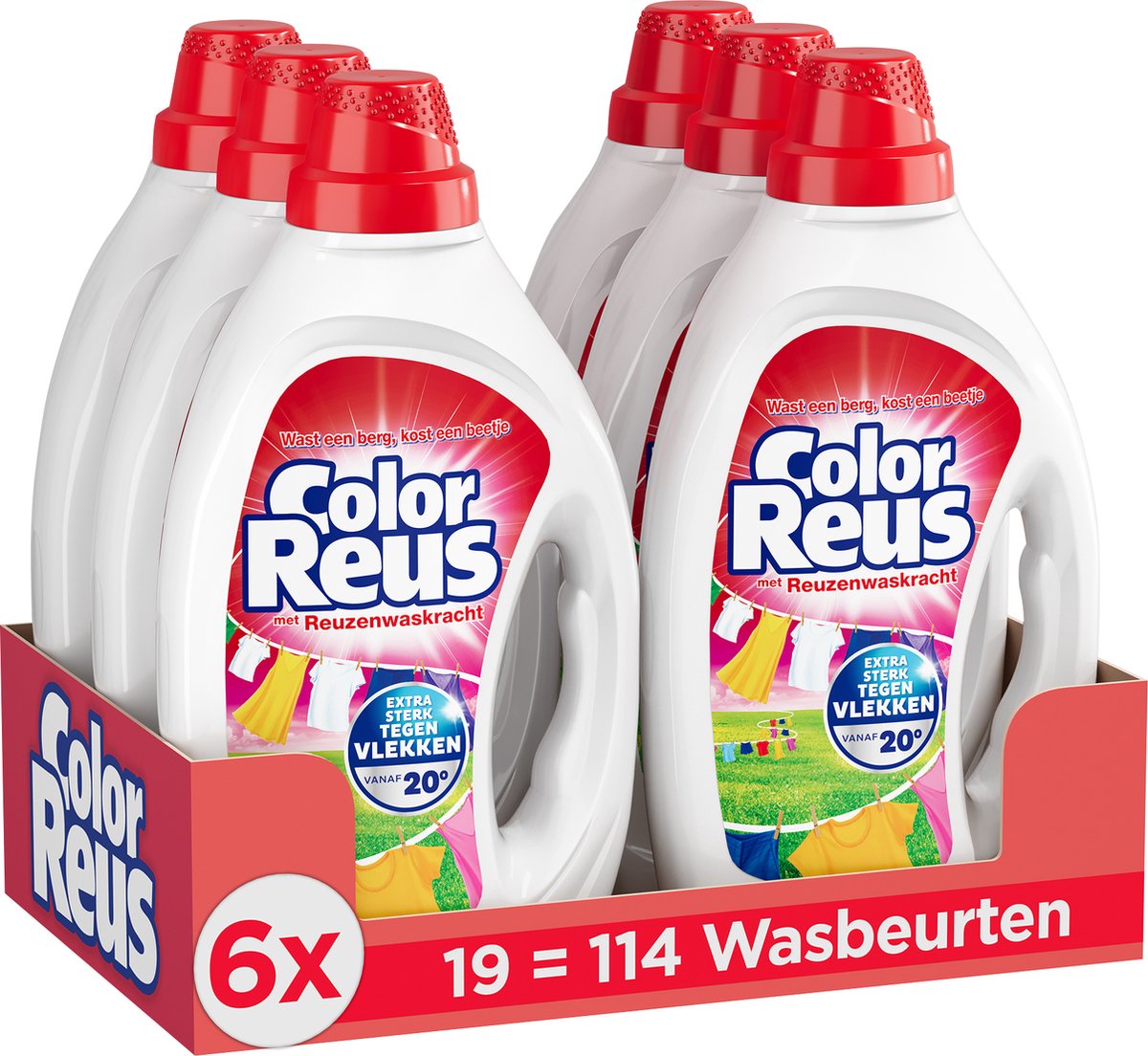 Color reus gel - flydende vaskemiddel - farvet vasketøj - værdipakke - 6 x 19 vaske