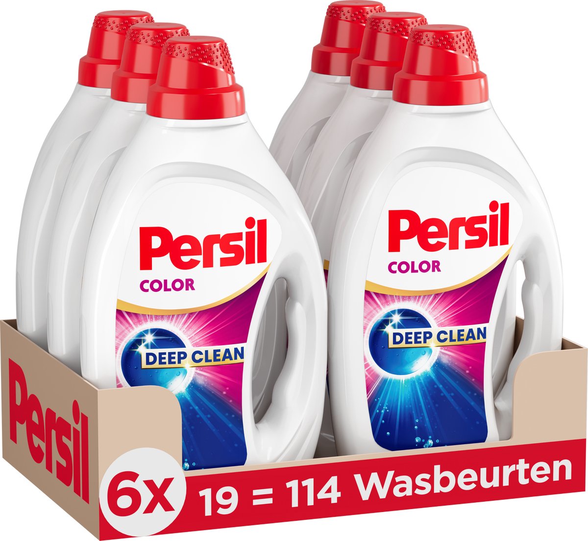 Persil gelfarve - flydende vaskemiddel - farvet vasketøj - 6 x 19 vaske - værdipakke