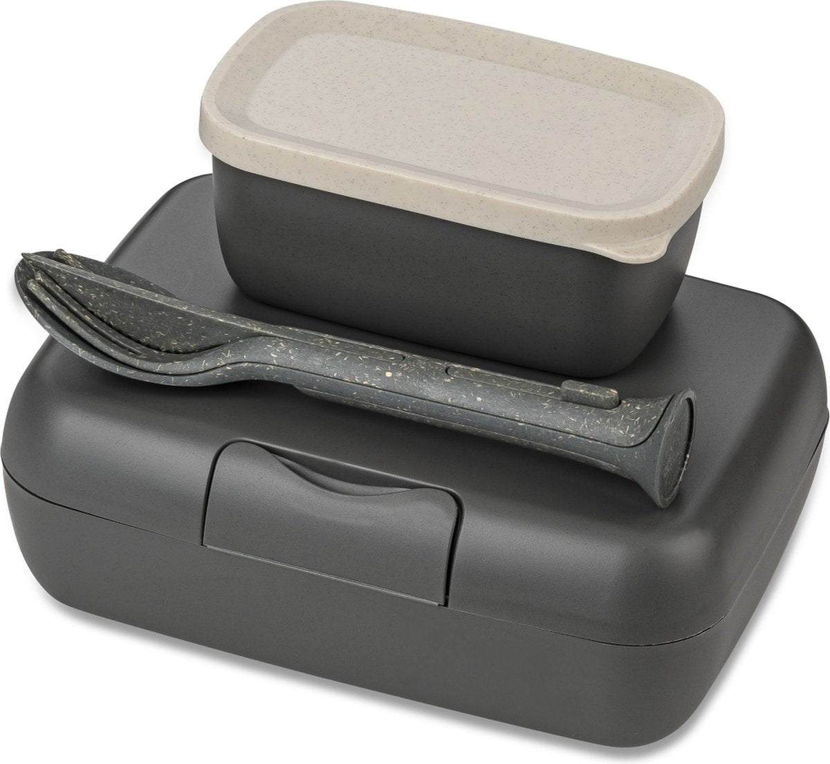 Koziol bio cirkulær madkasse bestiksæt slik klar - grå