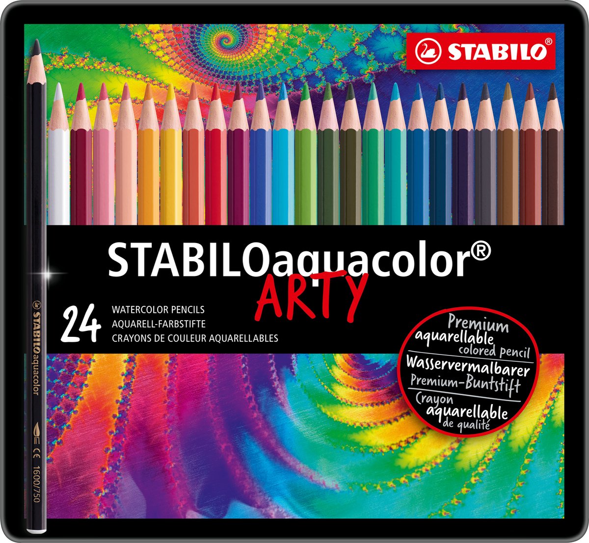 Stabilo aquacolor - premium akvarel farveblyanter - arty - metalkasse 24 farver