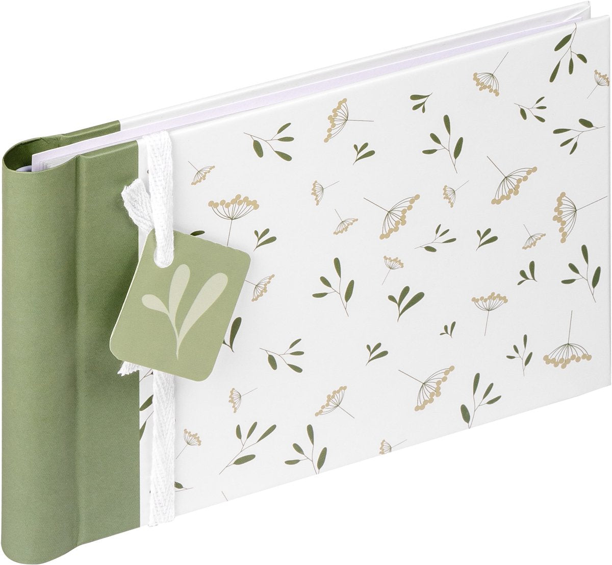 Walther ma-134 blomster - mini lageralbum med spiral - 36 billeder 10 x 15 cm - hvidgrøn mønstret