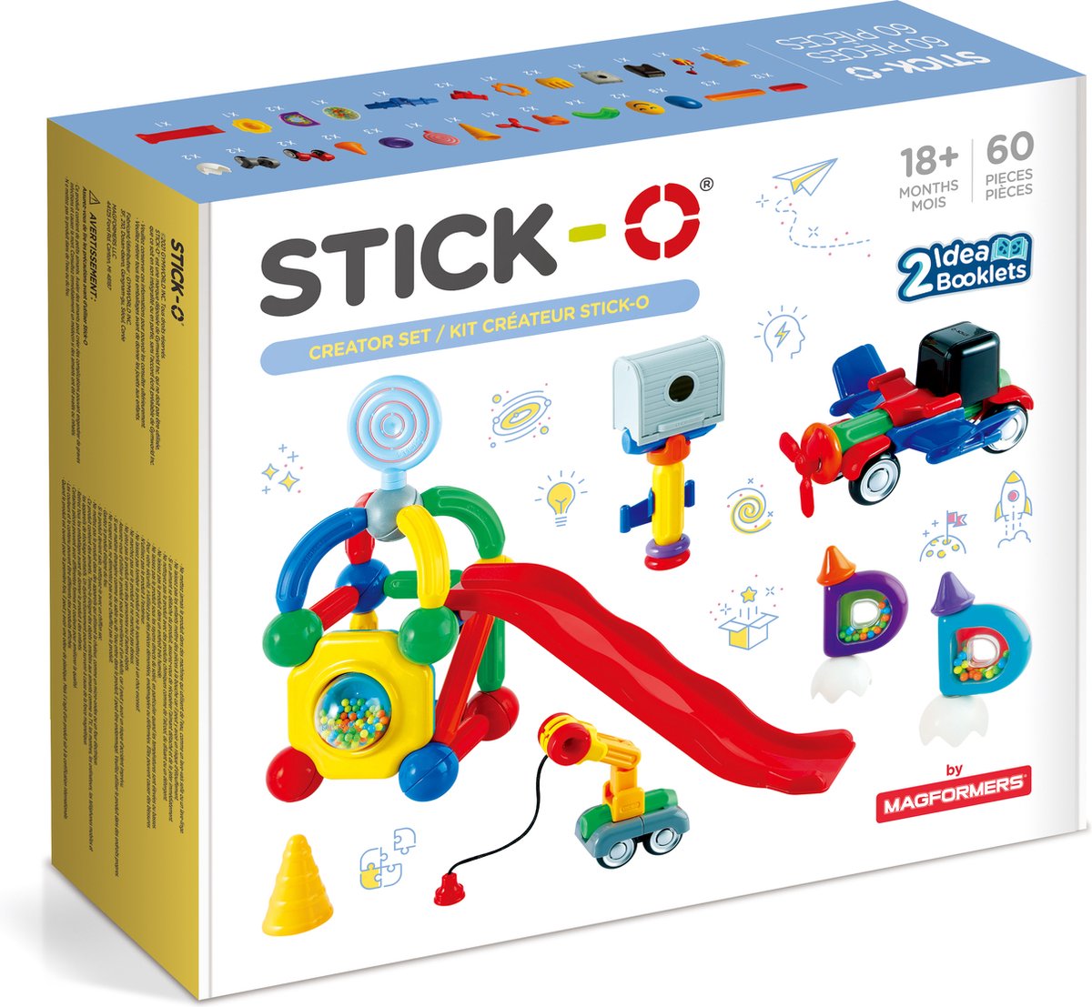 Stick-o creator sæt - magnetisk legetøj - 60 styk - magnet legetøj - babyklodser