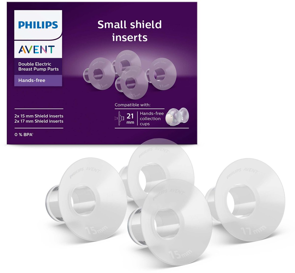 Philips avent - kleine bescherminzetstukken – perfecte pasvorm voor kleine tepels (15mm 17mm) | comfortabel siliconen materiaal | eenvoudig schoon te maken - scf554 11