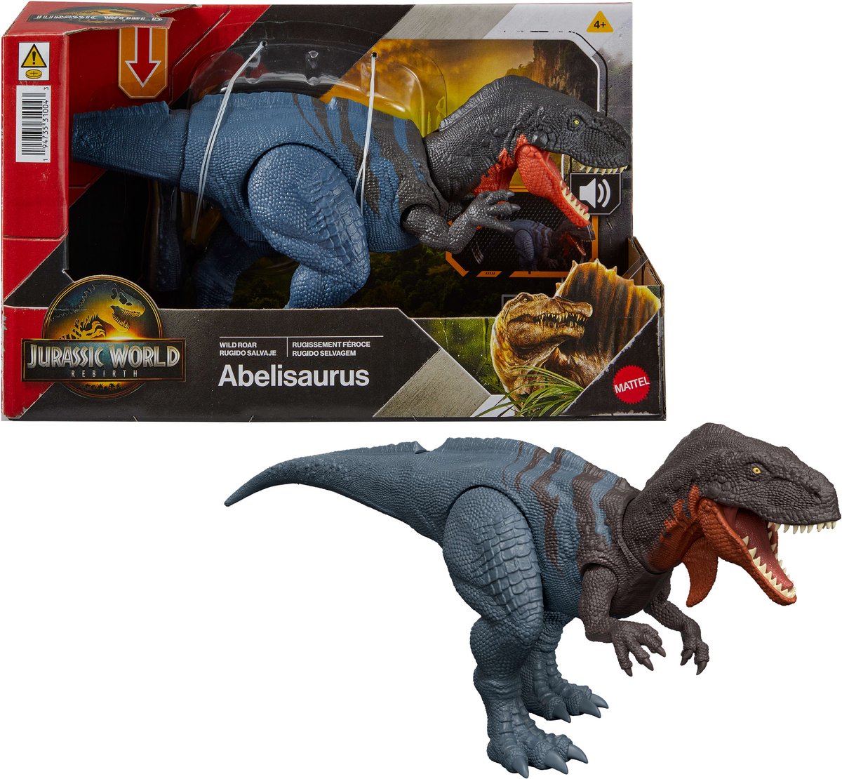Mattel Jurassic World Rebirth - Vildt brølende Abelisaurus