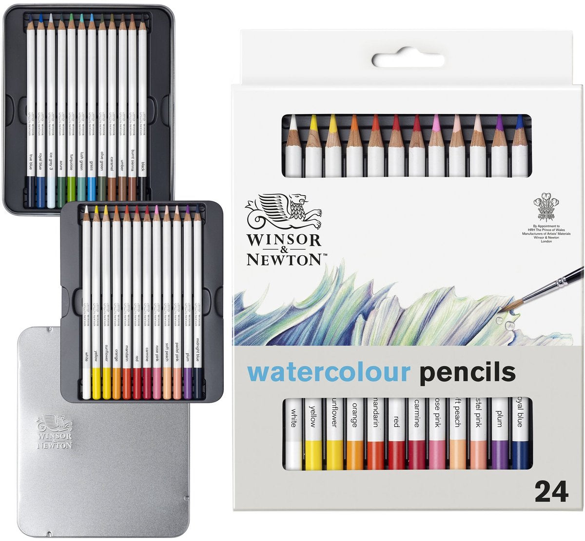 Winsor Newton 0490015 Studio Collection Akvarelblyanter Sæt 24 stykker – Dicores Akvarelblyanter i metaletui