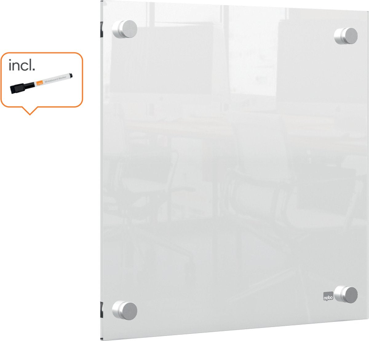 Nobo bærbar mini-whiteboard til tør-sletning - inklusive tusch - 30 x 30 cm - gennemsigtig akryl