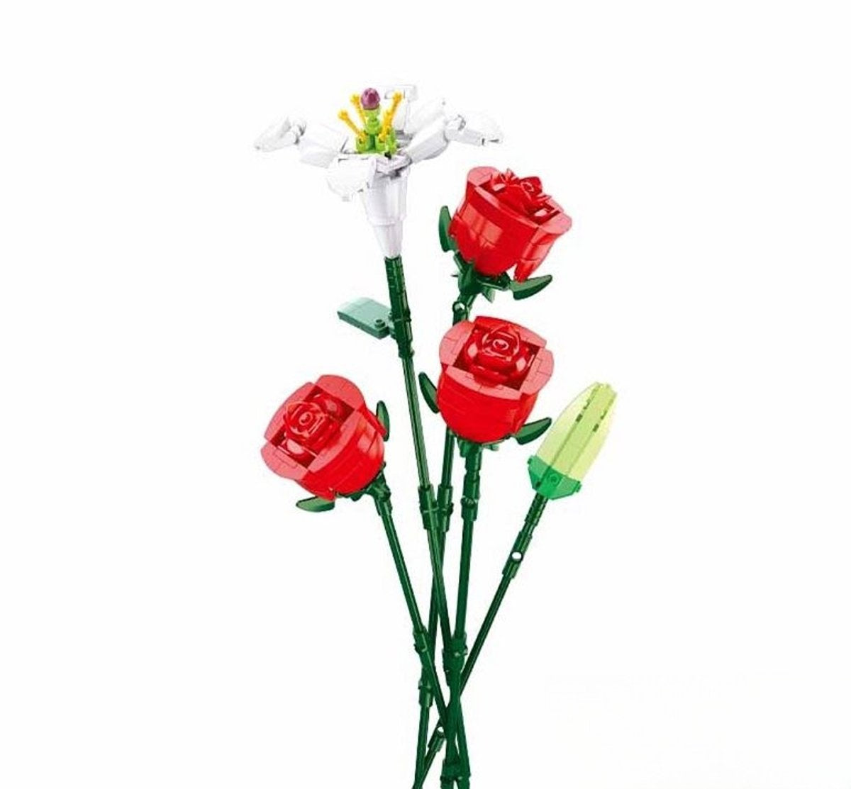 Sluban blomster blomster rose buket byggelegetøj kunstige blomster dekoration - botaniske blomster - byggesæt til voksne og børn byggekasse med 267 byggeklodser – m38-b1121b