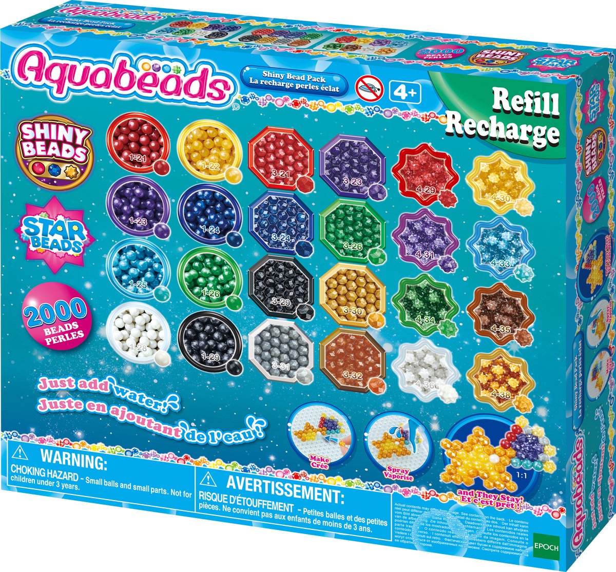 Aquabeads refill shine perle pakke - 2000 perler i 24 farver