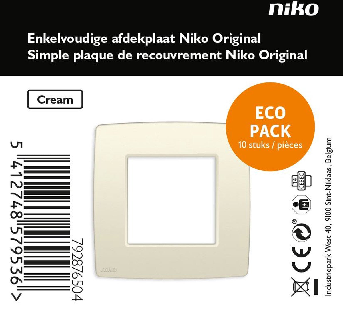 Niko original creme dækplade - enkelt - 10 stk
