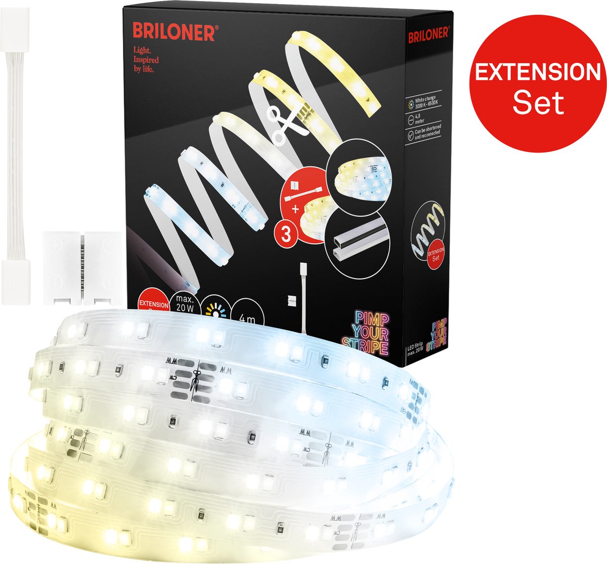 Briloner pimp your strip extension set LED strip 4m, CCT, fjernbetjening