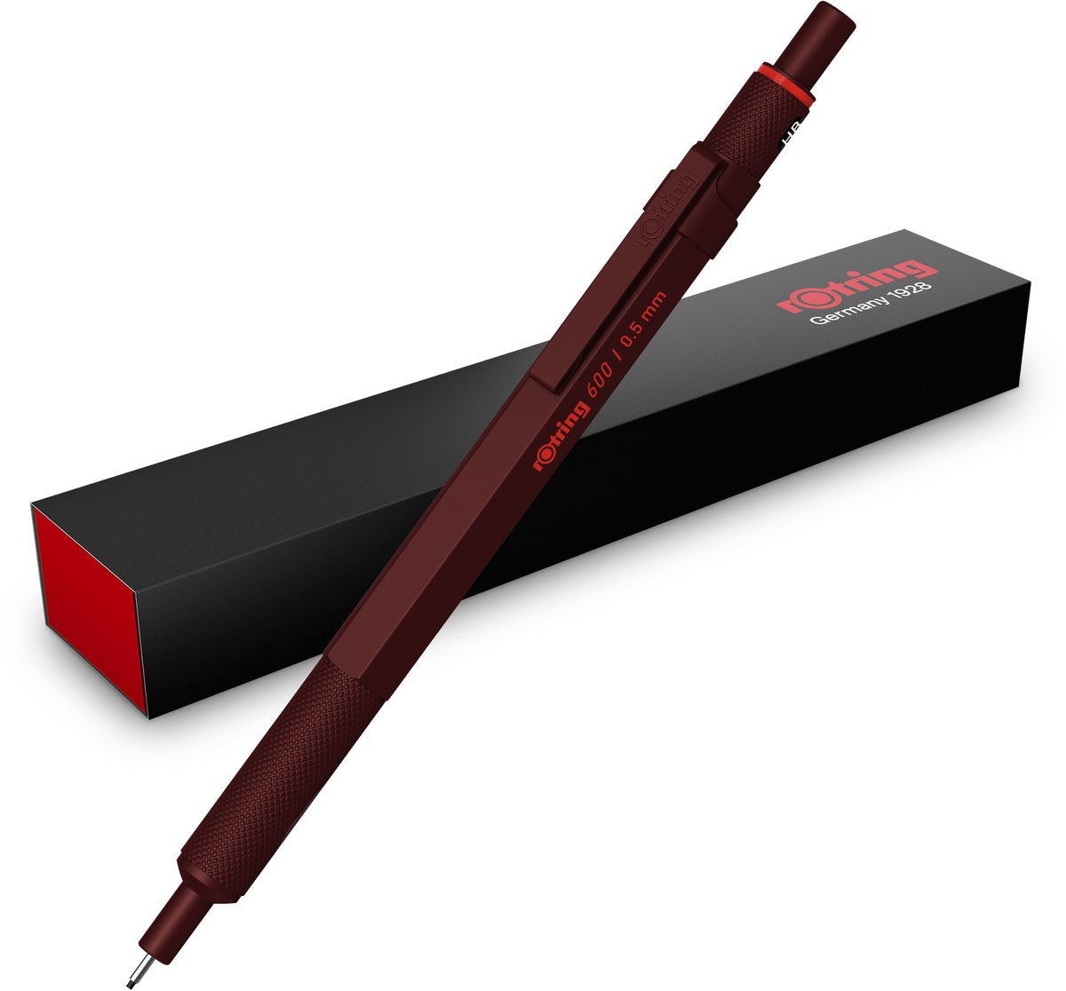 Rotring 600 mekanisk blyant | grafit hb, 0,5 mm | blyant med fuld metalskede | chokoladetrøffel | skridsikkert riflet greb og sekskantet ærme