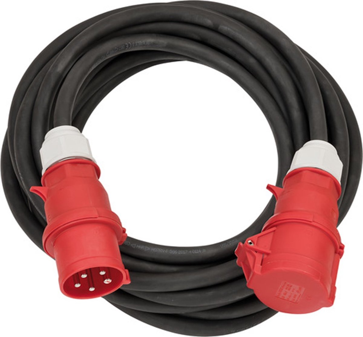 Brennerstuhl cee kabel ip44 (forlængerkabel 25 m, h07rn-f 5g6.0 5-polet med cee stik og kobling, til udendørs ip44, fremstillet i tyskland) sort