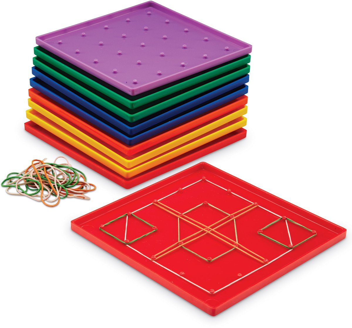 Læringsressourcer pædagogisk legetøj 5 x 5 pin geoboards sæt med 10. - 3+