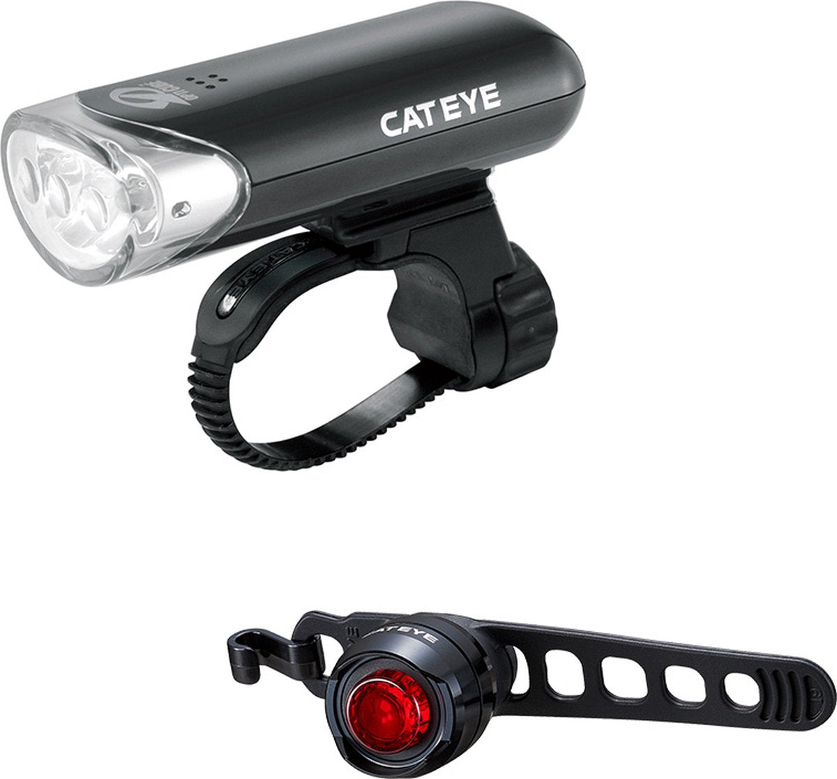 Cateye el135n + orb ld160 lampesæt - cykelbelysning - LED - sort