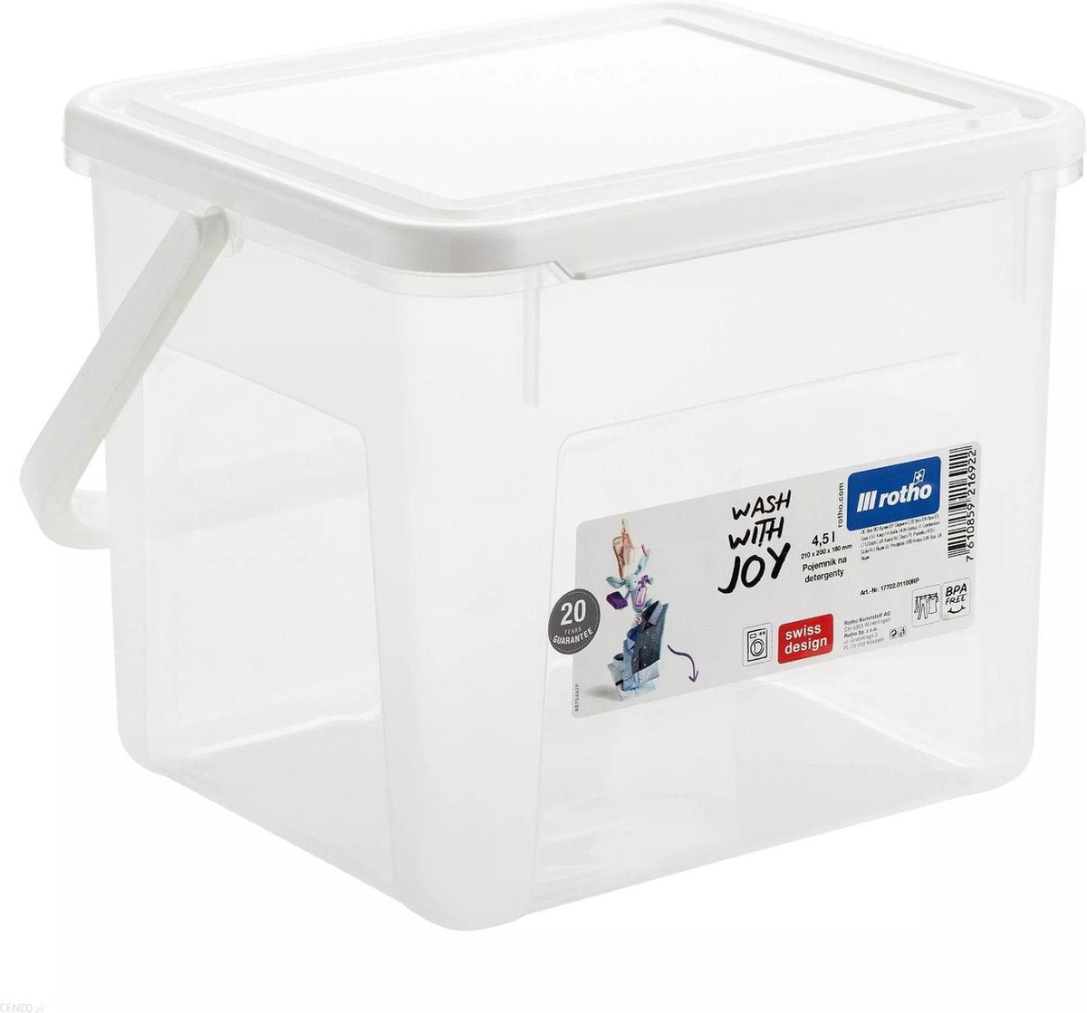 Rotho - pulverbeholder opbevaring - 4,5 l - gennemsigtig
