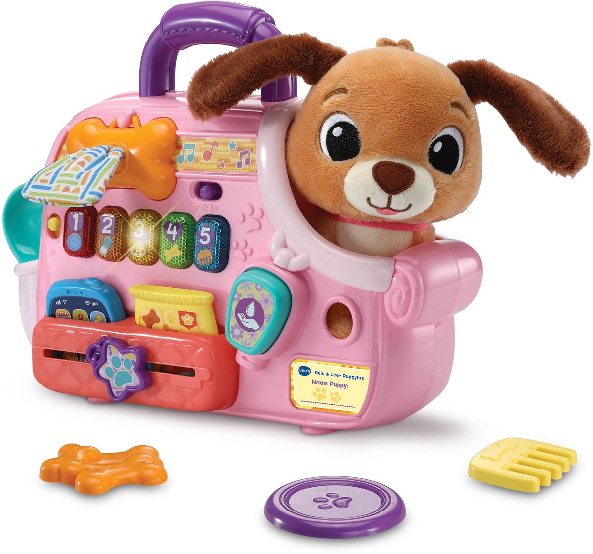 Vtech babyrejse- og lærehvalpetaske interaktivt legetøj til børn.