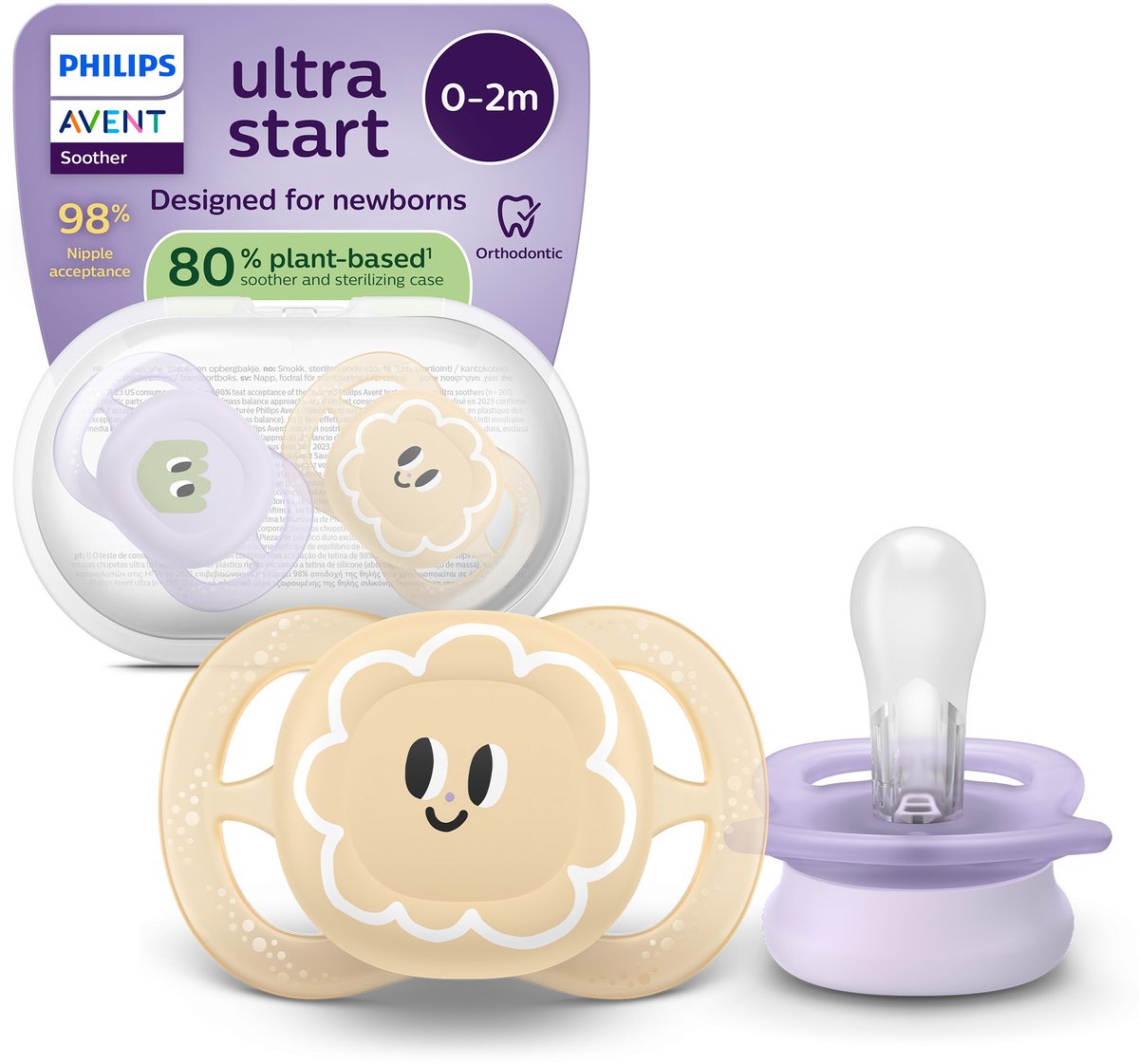 Philips avent ultra start – bpa-vrije siliconen fopspeen (0-6 mnd) – symmetrisch ontwerp – 2 stuks - scf075 13