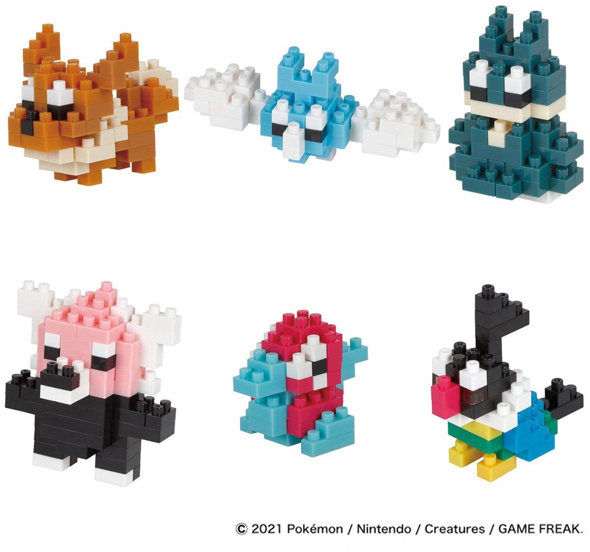 Bandai - nanoblok - normal pokémon minifigurpakke - æske med 6 murstensbyggede pokémonfigurer - modelbyggesæt - legetøj til børn 12+ teenagere voksne - nbpm14b