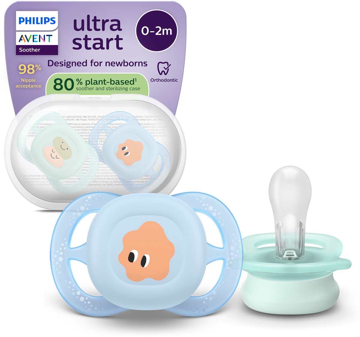 Philips avent ultra start – bpa-vrije siliconen fopspeen (0-6 mnd) – symmetrisch ontwerp – 2 stuks - scf075 14