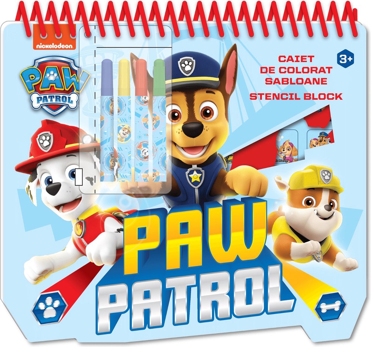 Paw patrulje farveblok med tuscher + klistermærker + skabelon